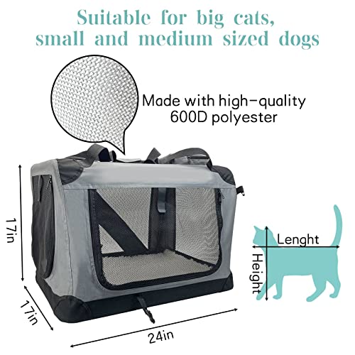 Large Cat Carrier for 2 Cats (Grey)