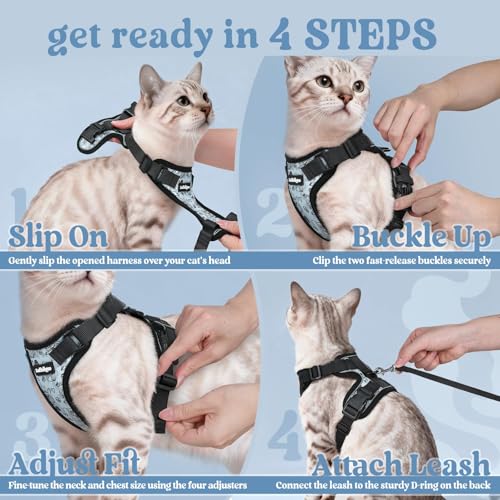 Cat Harness and Leash Set (M / Doodle Gray)