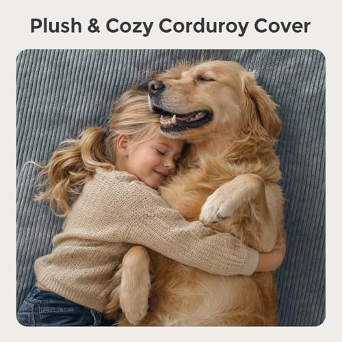 Orthopedic Dog Bed for Large Dogs (Corduroy Cover Grey / XX-Large)