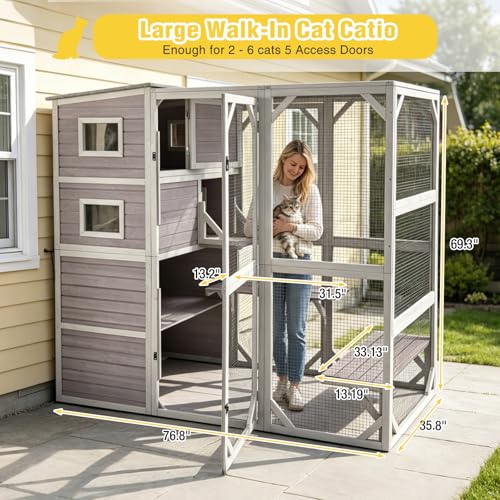 Catio Cat Enclosure Large Window Cat House for Outdoor Cats