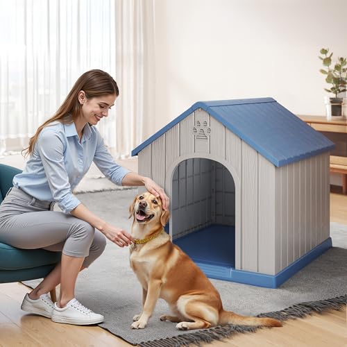 Large Dog House Indoor Outdoor (Blue / Large Dog:38 Inch)