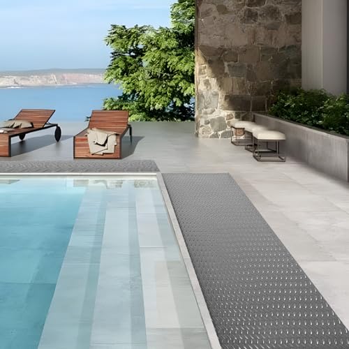 5Ft x 12Ft Rubber Flooring Mats 1.6mm Diamond Plate Flooring Roll (1.6mm-5Ft x 12Ft-Gray)