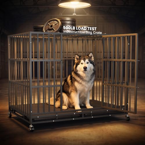54 Inch Heavy Duty Dog Crate (Black / X-Large)