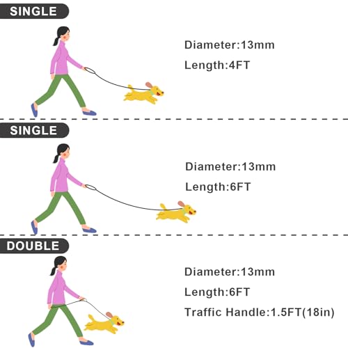 Rope Dog Leash (Yellow / 4FT*0.51" Single Handle)