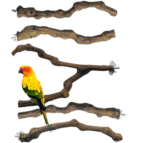 5 PCS Natural Grape Stick Perch Swing Chewing Toys for Parrot Cages (1)