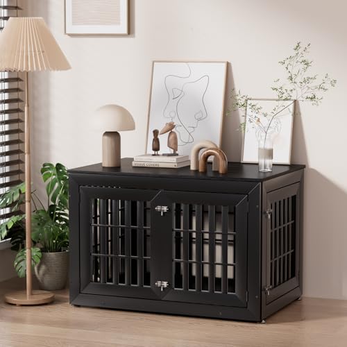 42" Heavy Duty Dog Crate Furniture for Large (42.1"L x 28.7"W x 28.5"H / Black)
