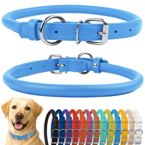 Tangle Free Rolled Leather Dog Collar