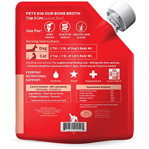 Grass Fed Beef Bone Broth for Dogs &Cats (6 Pack)