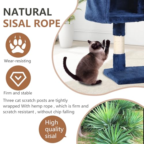 36" Cat Tree Tower (Navy Blue)