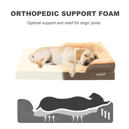 Orthopedic Dog Bed for Large Dogs Waterproof Washable Cover 43" X 32" Coffee (X-Large - 43''x32''x8'' / Sofa Style-Coffee)