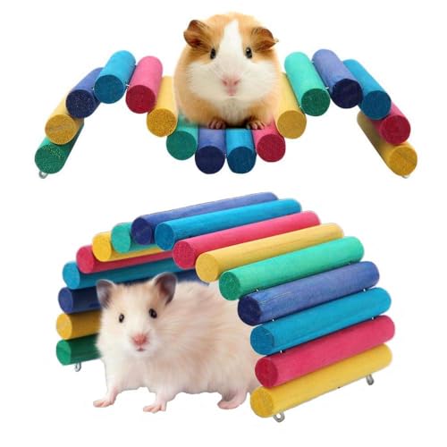 PIVBY 2PCS Wooden Hamster Bridge (2 PCS, Colored wood)