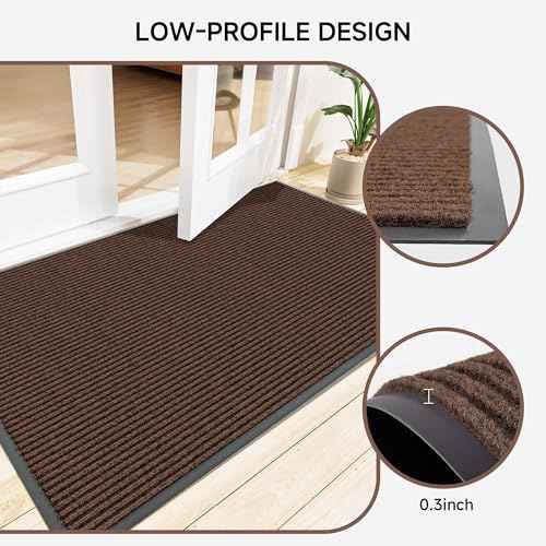 Front Door Mat (3' x 6' (Rectangular) / Brown Striped)