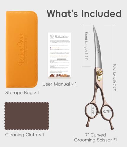 Professional Curved Dog Grooming Scissors 7'' Rose Gold 440C Stainless Steel Pet Cutting Shears Safety Trimming Shearing for Dogs Cats (Curved / 7")