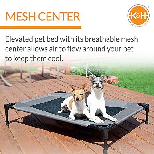 K&H Outdoor Elevated Dog Bed for Small & Medium Pets (Gray/Black Mesh / Medium 32"L x 25"W)