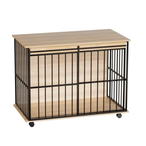 Dog Crate Furniture for Large Dogs Wooden Indoor Kennel End Table Natural (43 Inch Natural)