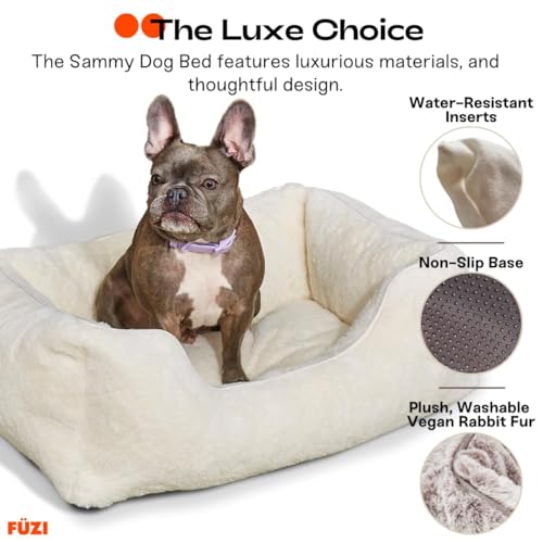 Luxury Aesthetic Dog Bed with Extra Cover for Medium Dogs (Light Grey / Medium)