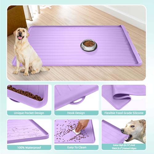 Cat Mat for Food and Water (Purple / 39.4"L x 27"W)