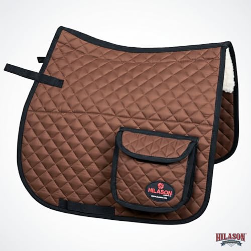 Western Horse Luxury Quilted Saddle Pads with Pockets (Brown)