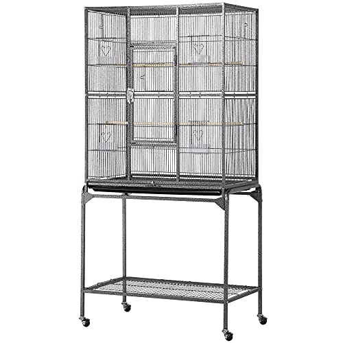 63'' Detachable Parrot Cage for Cockatiel Sun Parakeet Green Cheek Conure Lovebird Budgie Finch Bird Cage with Stand