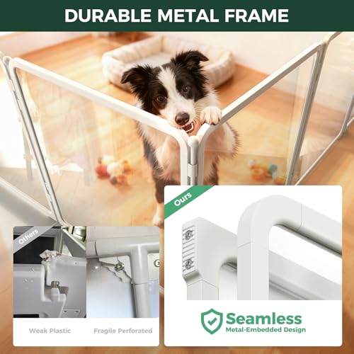 AuraSpace Pro Acrylic & Wire Mesh Indoor Dog Playpen (White / 32"H)