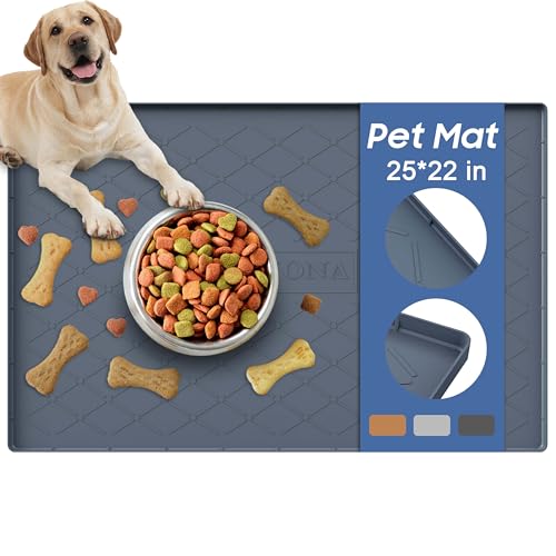 Pet Food Mat 25 x 22 in (Black / 25"L x 22"W)