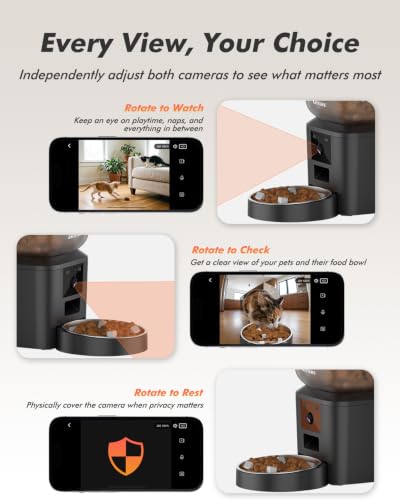 Automatic Dog Feeder with 2K Cameras (Matte Black)