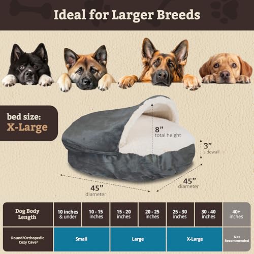 Cozy Cave Dog Bed (45.0"L x 45.0"W x 8.0"Th / Anthracite)