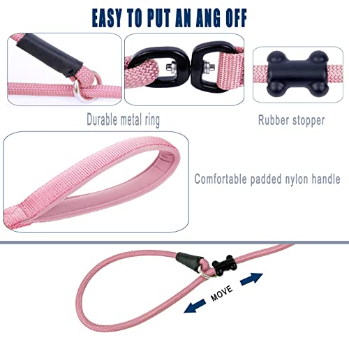 Slip Lead Dog Leash (1/2"×6ft / Pink)