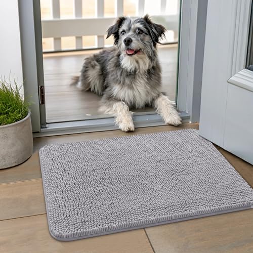 Dog Door Mat for Muddy Paws 24x16 (Light Grey / 24"X16")