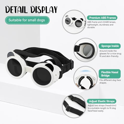 Dog Goggles for Small Breed UV (White / X-Small)