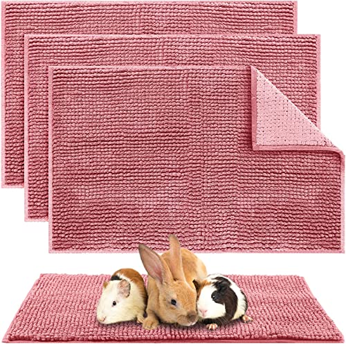 4 Pcs Guinea Pig Cage Liner (Pink / 16 x 24 Inch / Low Pile Chenille)