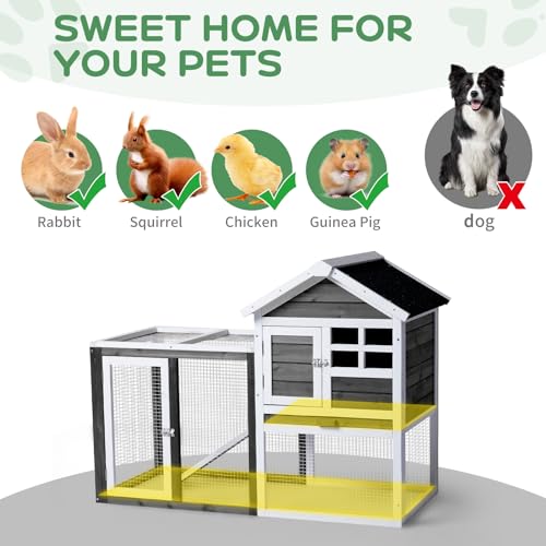 Rabbit Hutch Small Wood Chicken Coop (Grey)
