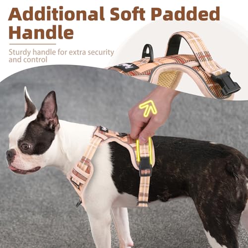 No Pull Dog Harness for Large (Beige Plaid / Large)