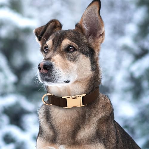 Soft PU Leather Dog Collar (L: Fit 16-27" Neck(55-110 lbs) / Brown)