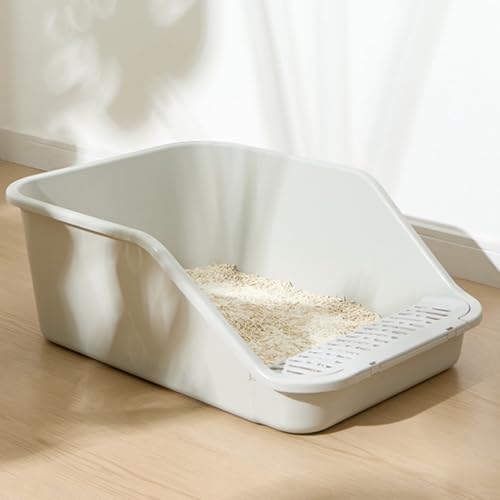 Large Cat Litter Box with High Sides (White)