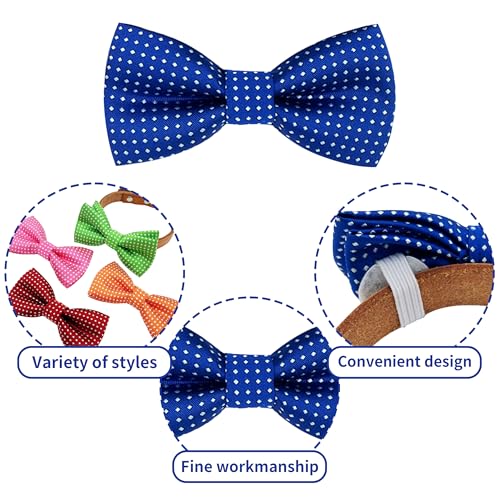 8 Pack Dot Dog Bowties for Small Dogs Slide on Collar (S/M)