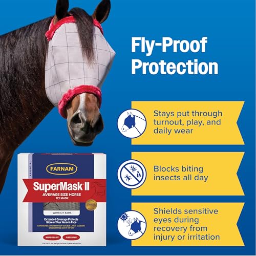 SuperMask II Horse Fly Mask Without Ears For Eyes (Average Horse)