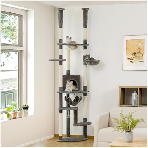Floor to Ceiling Cat Tree (93''-102'' / Large Gray)