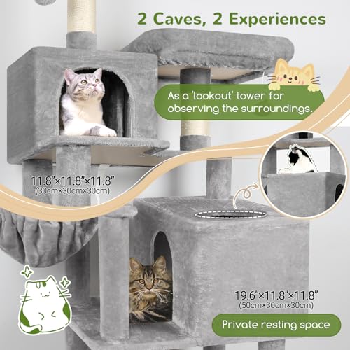Extra Tall Cat Tree Tower for Indoor Cats (Light Grey / 76 inch)