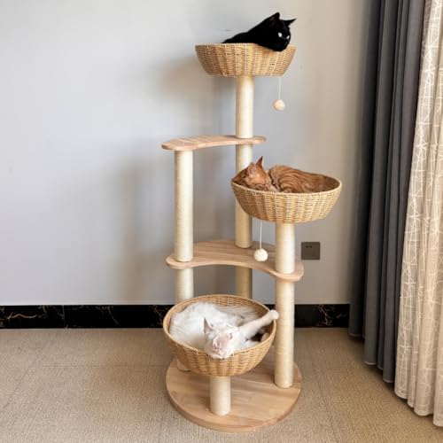 Modern Wood Cat Tree for Large Cats (Large-O1)