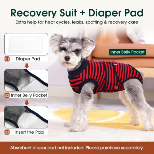 Recovery Suit for Dogs Cats (2x-large (Back:24.8-29.5'', Weight:70+ Lb) / Navy Red Stripe)