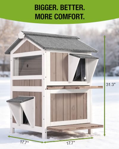 Outdoor Heated Cat House (Brown / Gable Roof - 26.8"W)