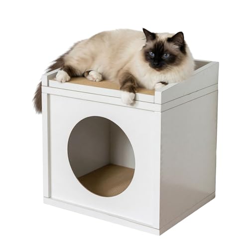 Meowdium Cat House for Indoor Cats (White)