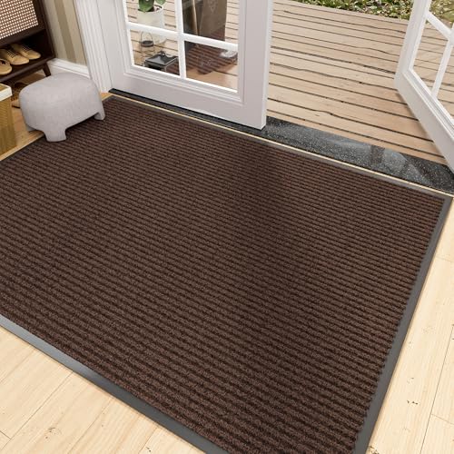 Indoor Outdoor Door Mat (Brown Striped / 3' x 10' (Rectangular))