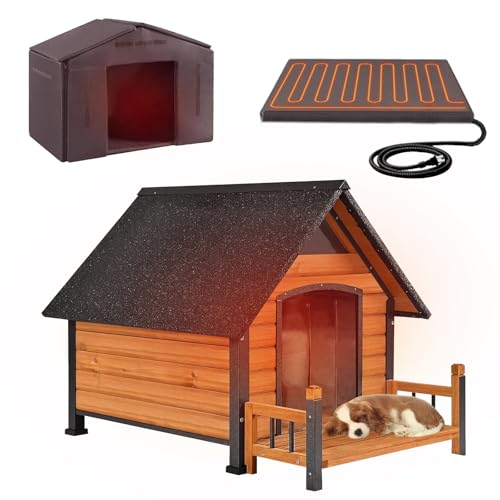 Heated Dog House for Outside Dog Kennel with Insulated Line and Heating Pad