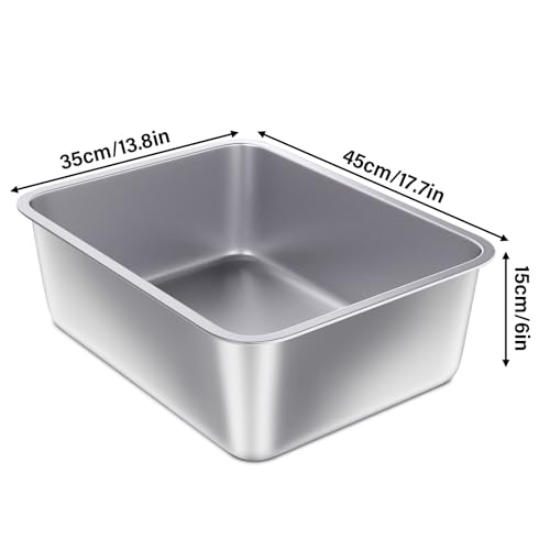 Stainless Steel Litter Box (Medium:17.7"x13.7"x6")