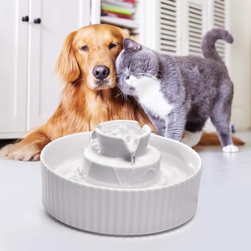 2.1L Ceramic Cat Water Fountain for Cats and Dogs
