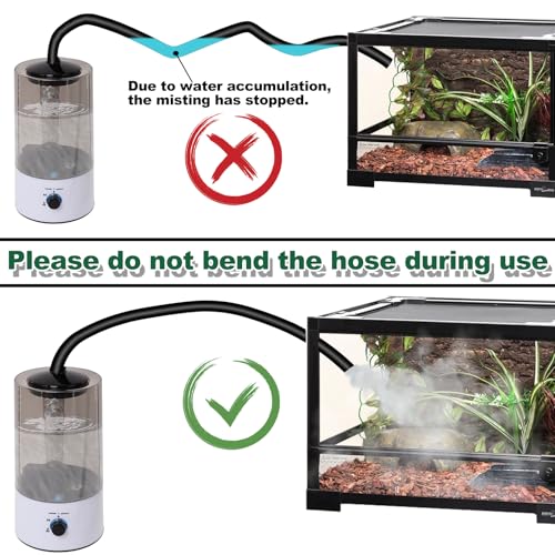 4L Reptile Humidifier Fogger with Extended Hose (White+Black)