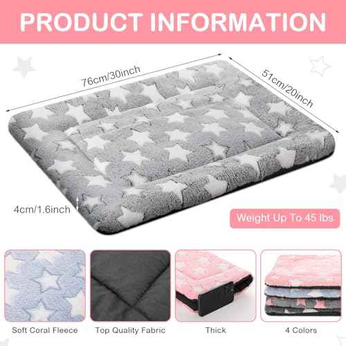 4 Pcs Dog Crate Pads Soft Warm (Rectangular 20 x 30 x 1.6 Inch / Star / Colorful)