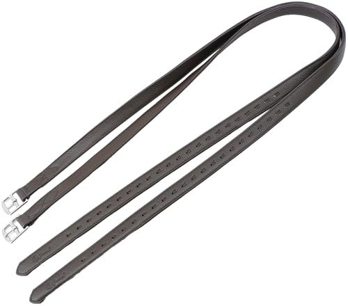 Stability English Stirrup Leathers with Strong Nylon Core for Equestrian Riding (54" / 135cm / Dark Coffee)